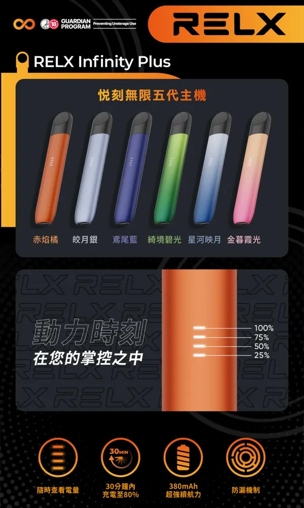 Relx電子煙五代幻影系列煙桿 小煙主機 產品特點