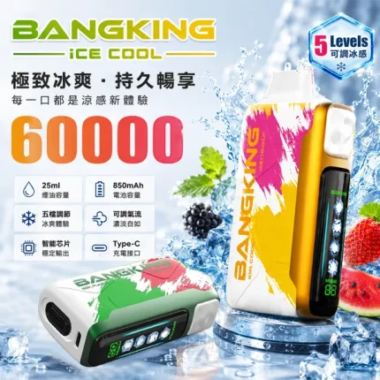 一次性電子煙 Bang King 60000口 5檔冰感調節 12種口味