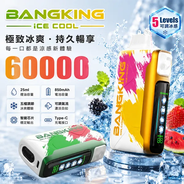 一次性電子煙 Bang King 60000口 5檔冰感調節 12種口味