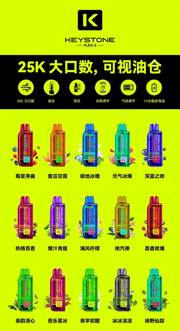 一次性電子煙 KEYSTONE FLEX3 25000口 口味匯總