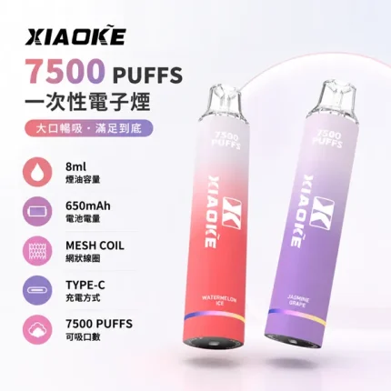 一次性電子煙 梟客XIAOKE 7500口 17種口味