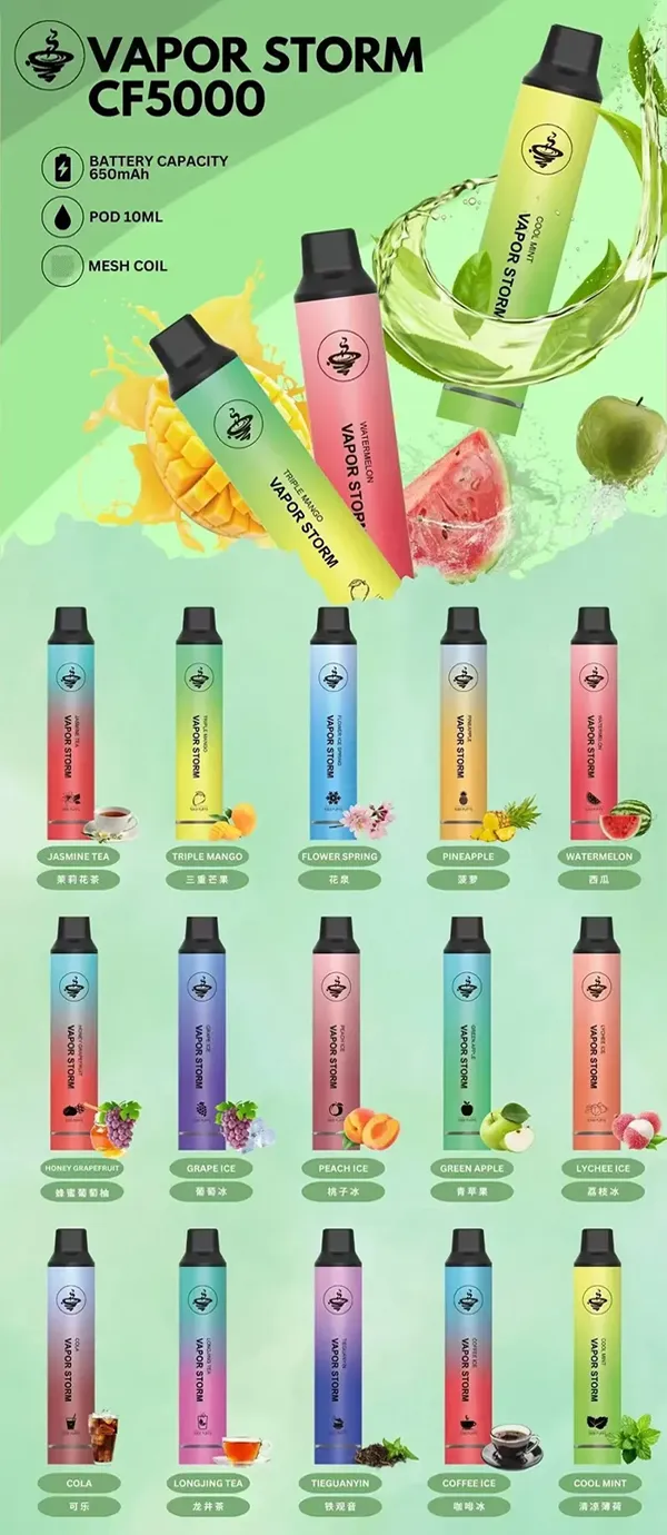 一次性電子煙 風暴VAPOR STORM CF5000口 口味匯總